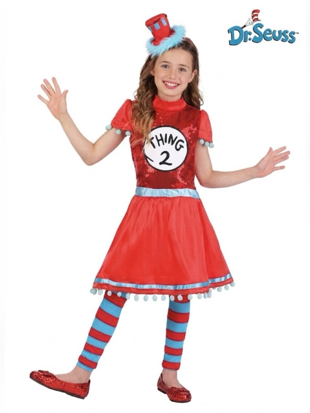 Dr. Seuss Thing 2 Costume Girl Dress- Cat in The Hat Size 8-10